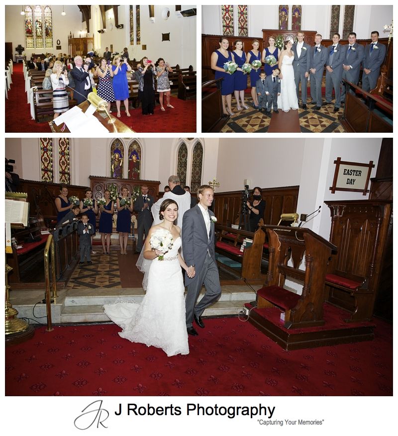 Bride and groom depart wedding ceremony - sydney wedding photography